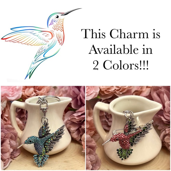 Beautiful Blue Crystal Hummingbird Keychain Charm - Picture 14 of 15